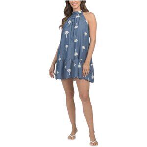 ALINE Made In Italy Sleeveless Halter Embroidered Mini Dress